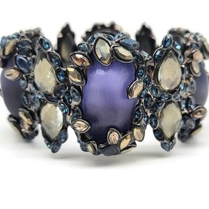 Alexis Bittar Blue Lucite, Sapphire Swarovski Crystal, Quartz + Hematite Cuff